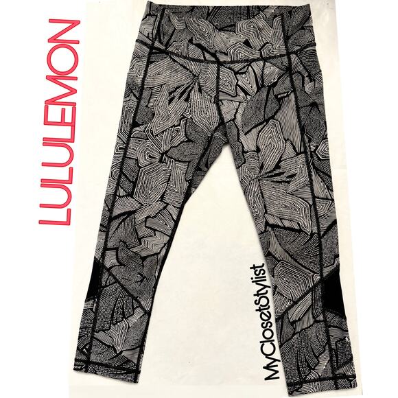lululemon athletica Pants - Lululemon Athletica Black White Pants Leggings 6 Dottie Tribe NEW